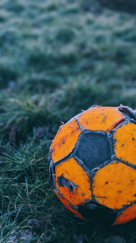 a soccer ball that is sitting on some grass