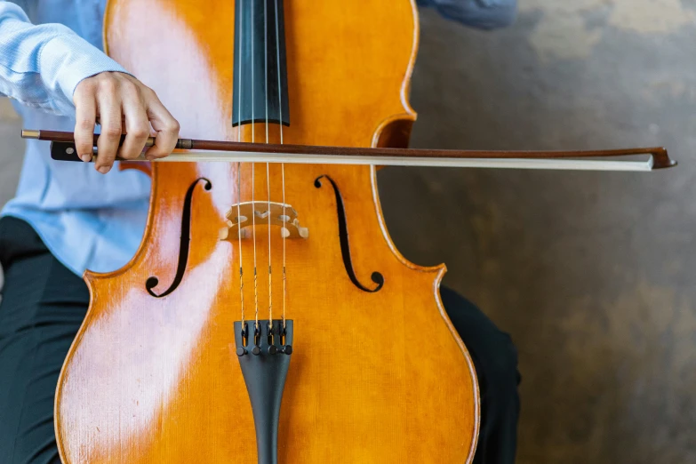 someone's hands are on the side of a violin