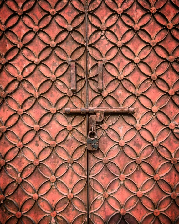 an old door with iron grating that appears to be old