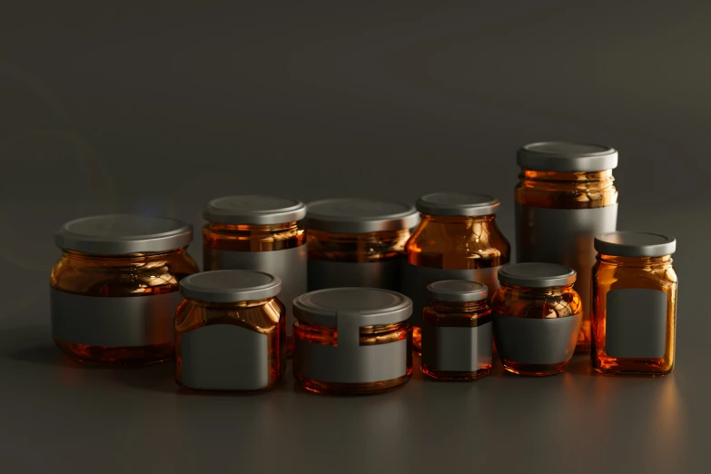 there are many jars with lids lined up