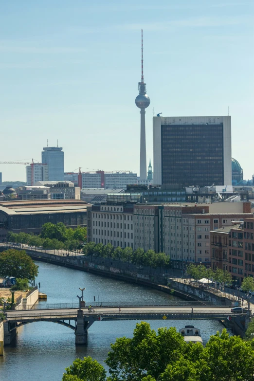 the city has many bridges and buildings along it