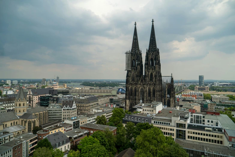 the view over an old city from the top of a building