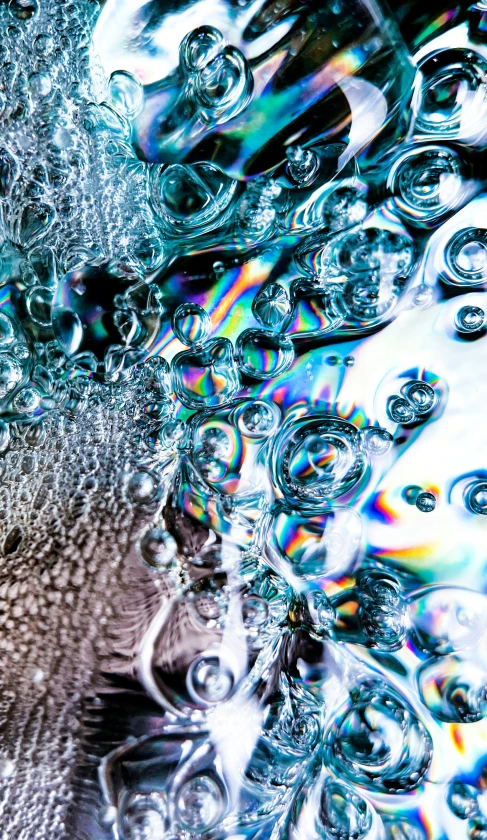 many different colors of water and bubbles