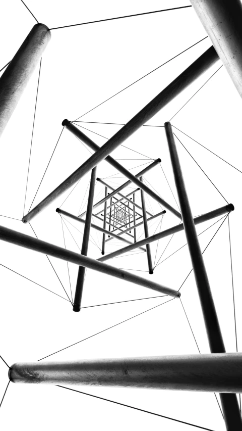 black and white pograph of various metal structures