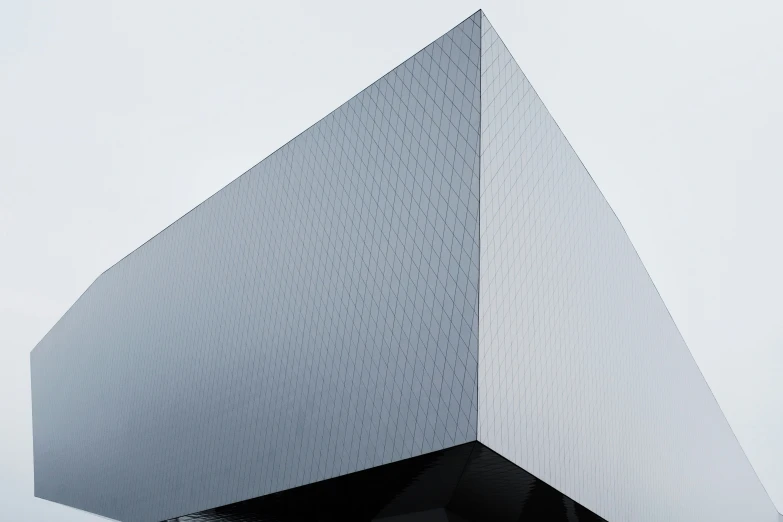 an angled structure sits on the side of a building