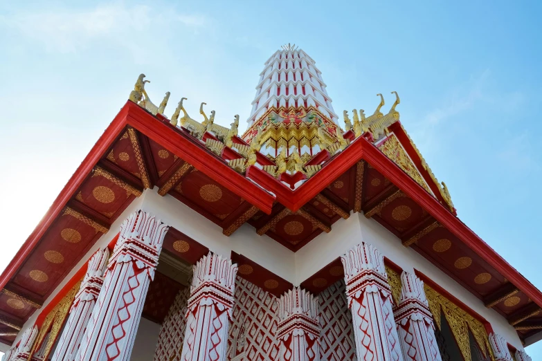 an ornate structure on the roof of a building