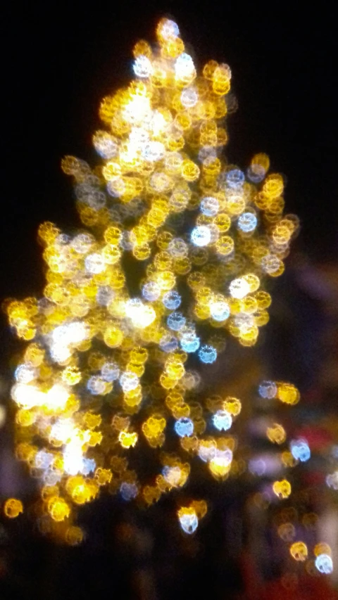 a close up of an outside with lots of lights