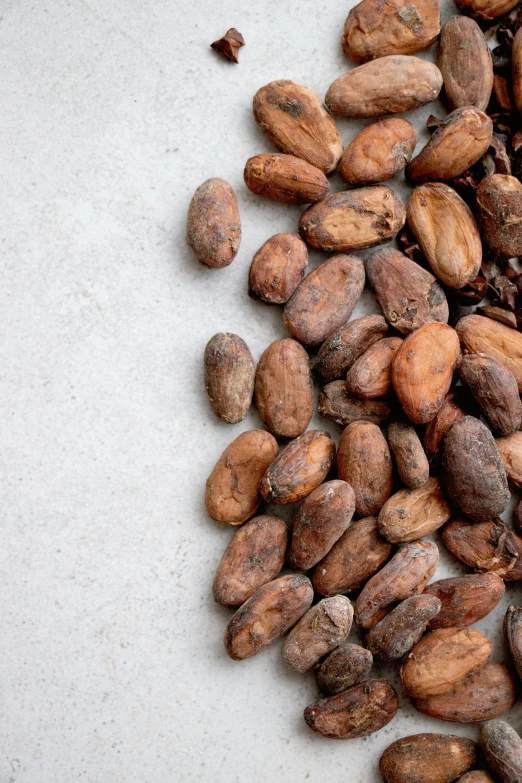 there are nuts and brown stuff on this table