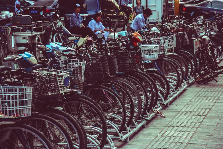 a lot of bikes that are in the street