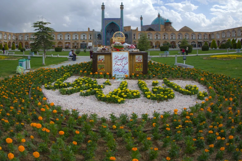 the topiary at the castle garden has been decorated with flowers