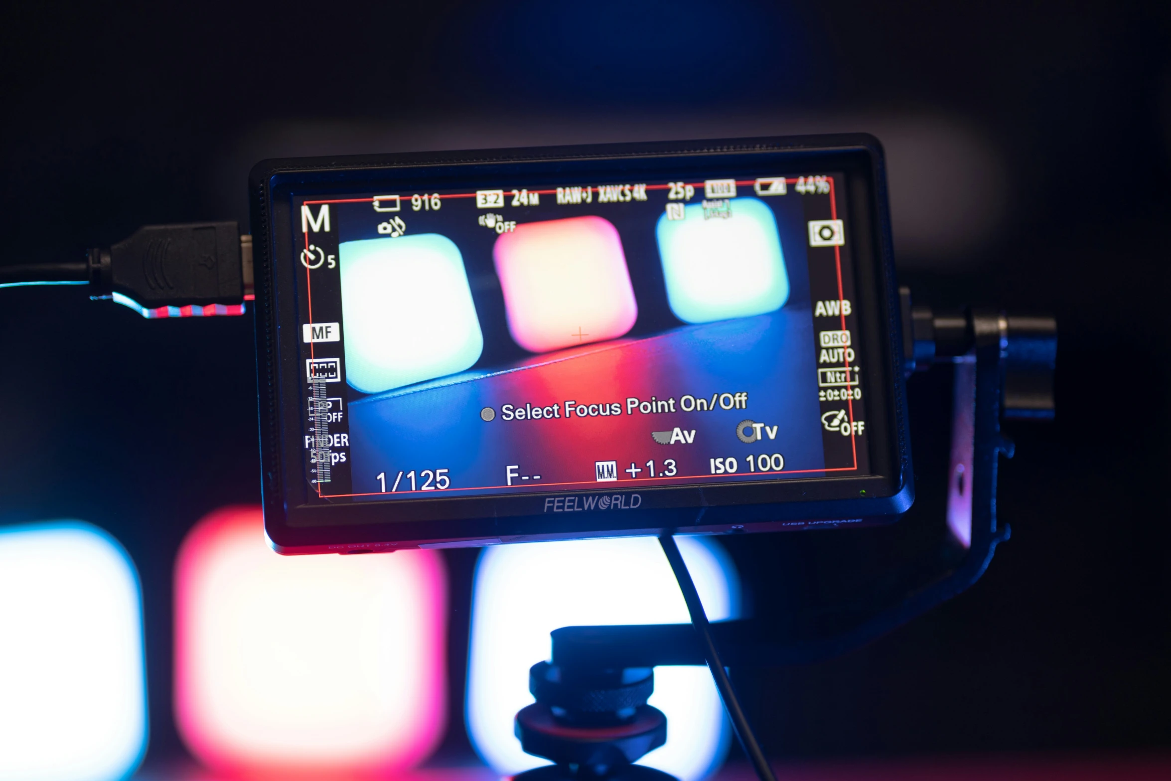 a camera recording some colored squares