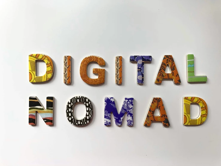the words digital nomad are made out of letters