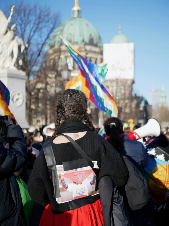 there is an image of a woman marching