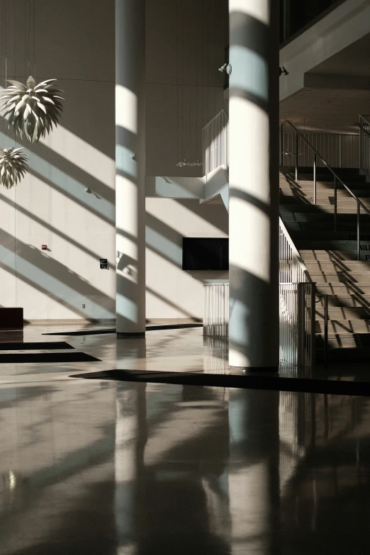 the interior of a building is clean and empty