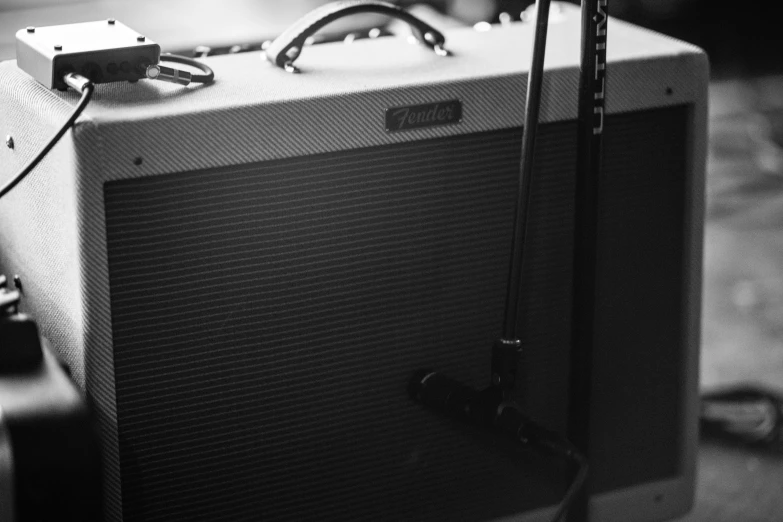 a black and white po of an old amp