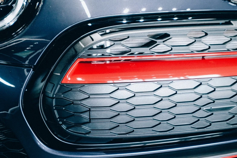 a close up po of the tail light of a sports car