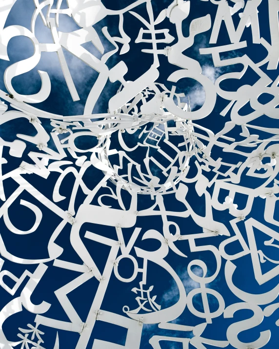 an abstract image of writing on a blue surface