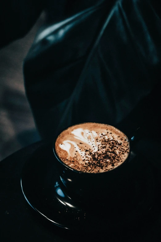 a close up of a cup of latte