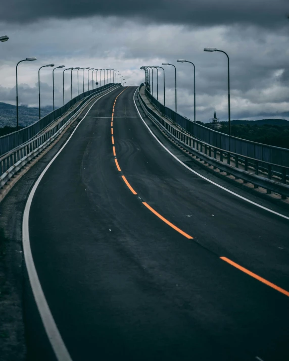 a street with light poles on both sides of it