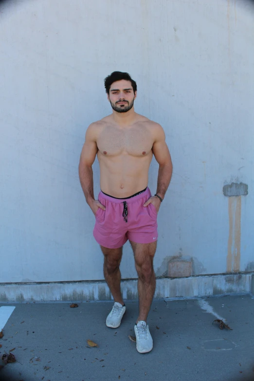 the shirtless male is posing for a picture