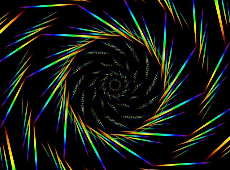 a colorful spiral like background in black