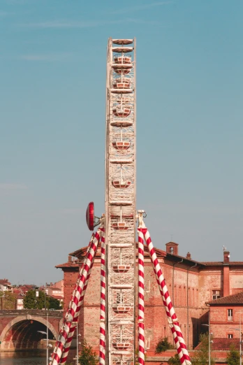 a tower with several spirally designed railings is shown