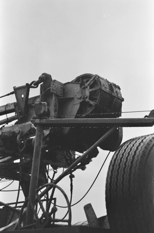 a black and white po of an old rusty structure