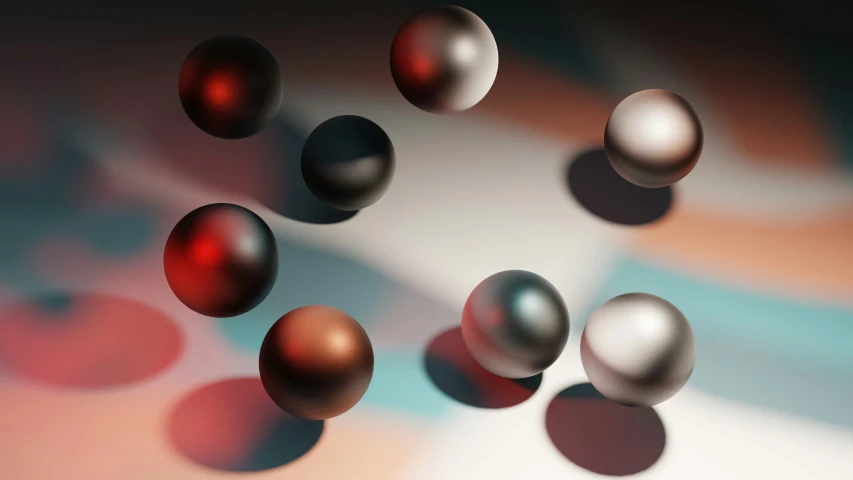 spheres moving down the screen to reveal a color scheme