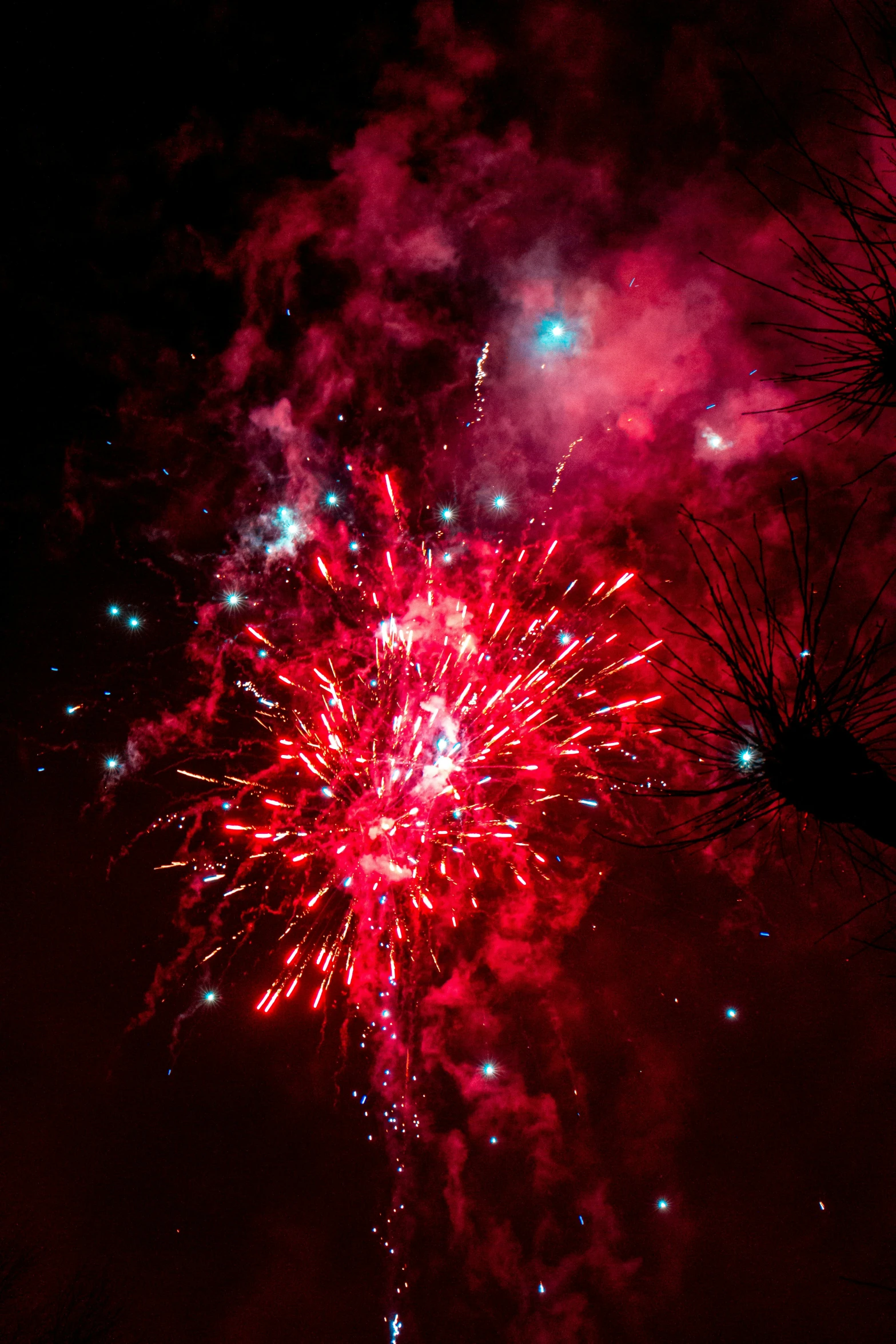 this is fireworks exploding in the sky at night