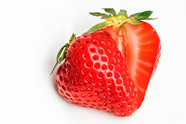 the close up of a strawberries strawberry on white background