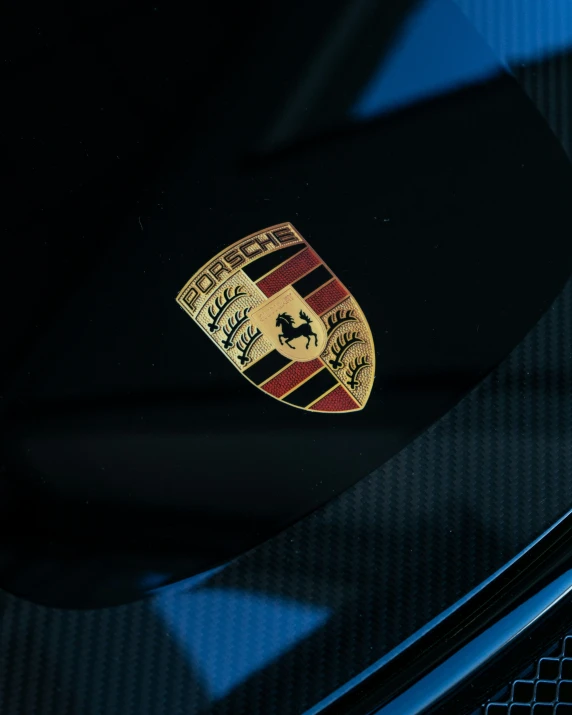 the ferrari badge is on a sports car