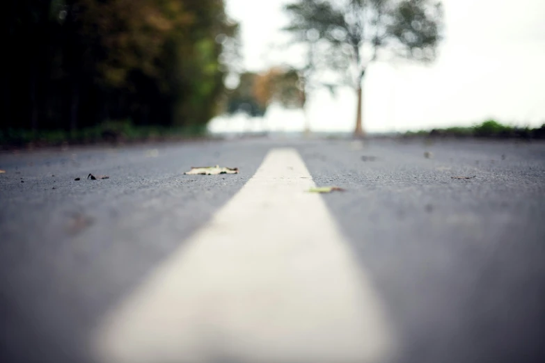 a line drawn on the middle of an asphalt road