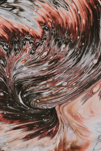 a red and brown swirl painting