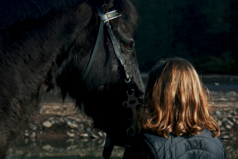 the woman and horse have just taken off from the field