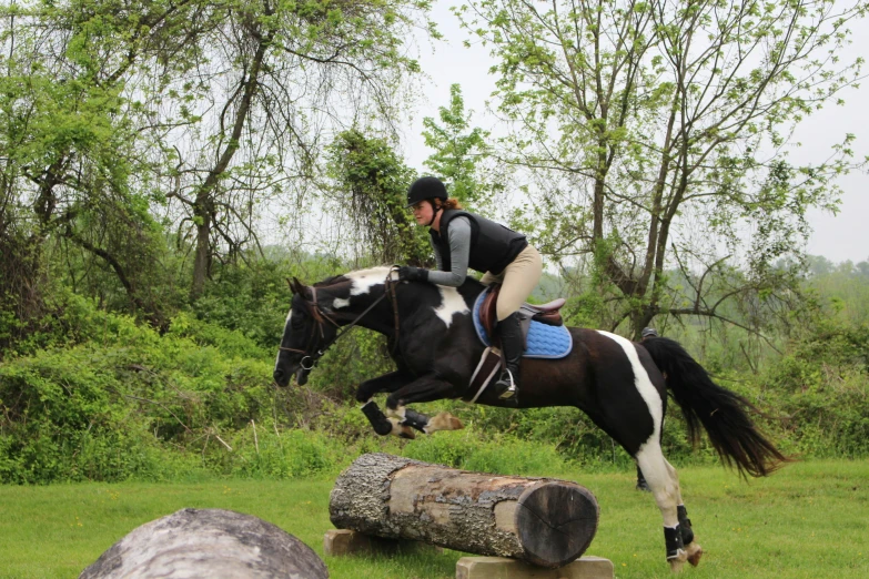 a woman riding on the back of a brown horse