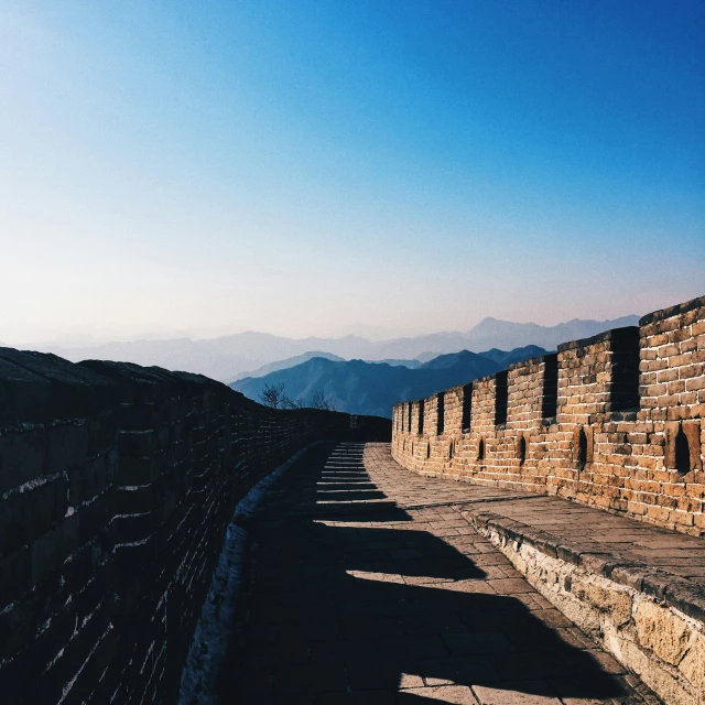 stone walls are built on the mountainside