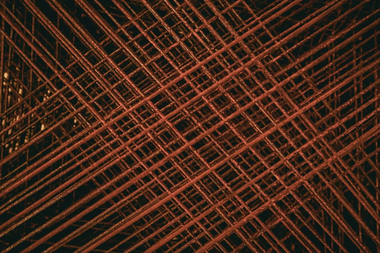 a background with red lines and string like structures