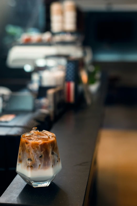 a small dessert is on the edge of the counter