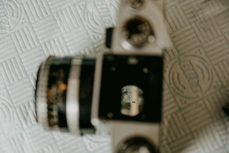 an overhead view of a camera with two lens