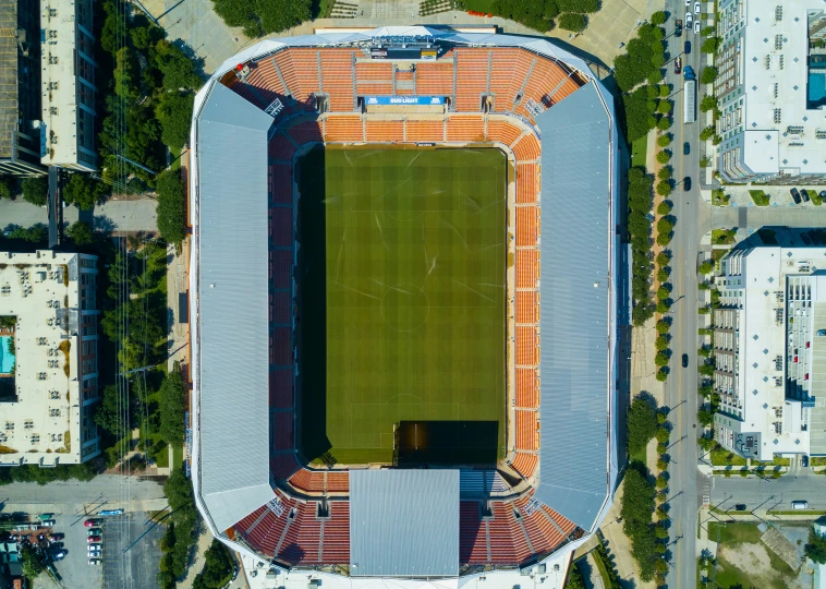 an aerial view of a stadium with empty seats