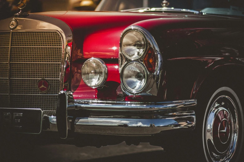 the classic american car, front view