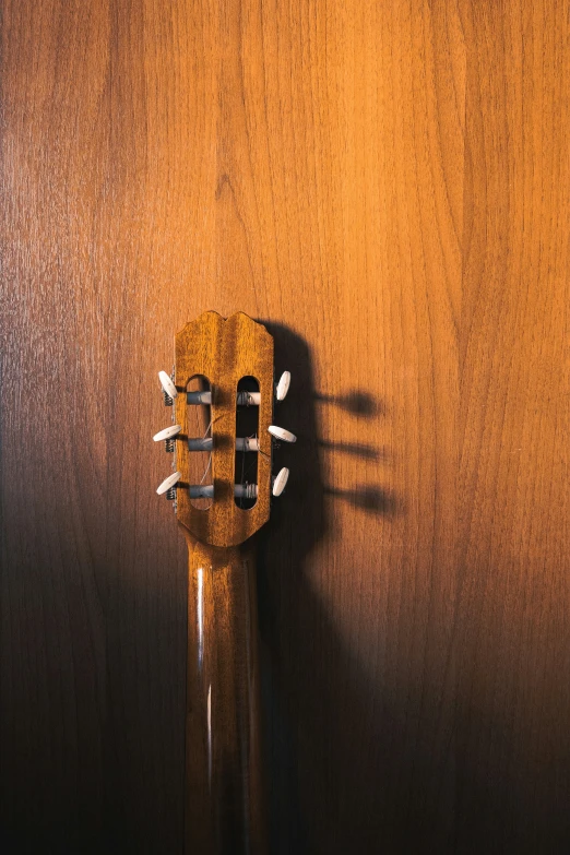 the front end of a guitar on the wall