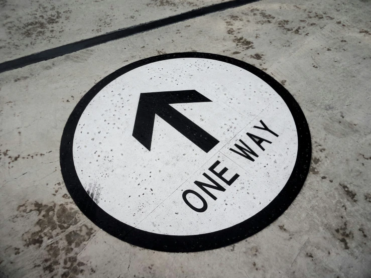there is a one way sign on the floor