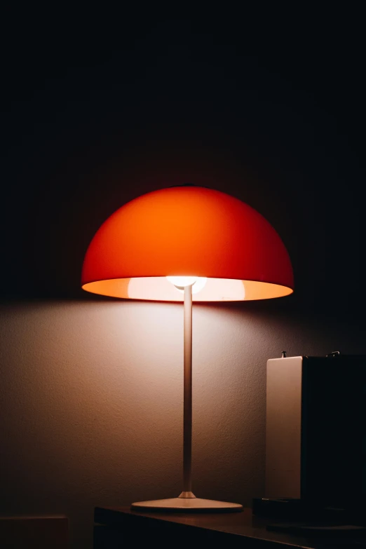 a lamp is sitting on top of a table