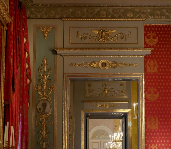 gold painted walls and trim in an interior