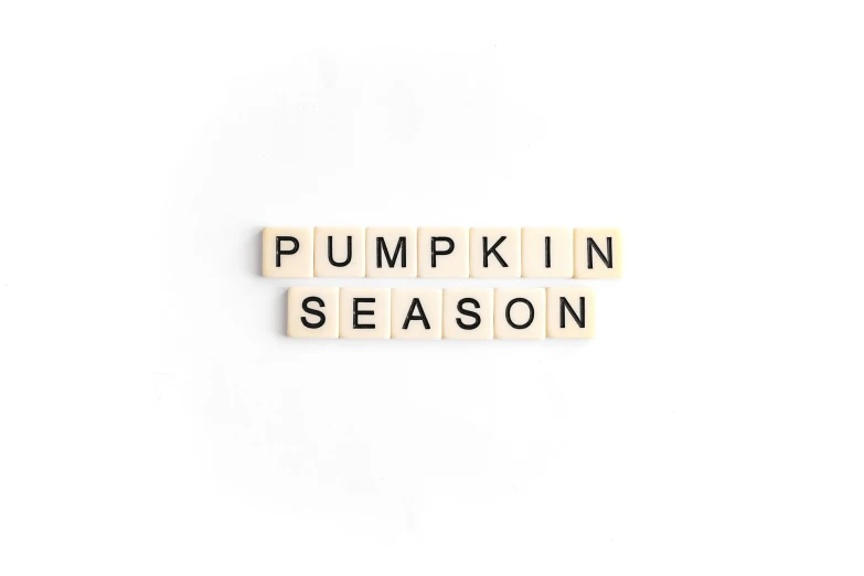 a scrabble spelling activity that says pumpkin season