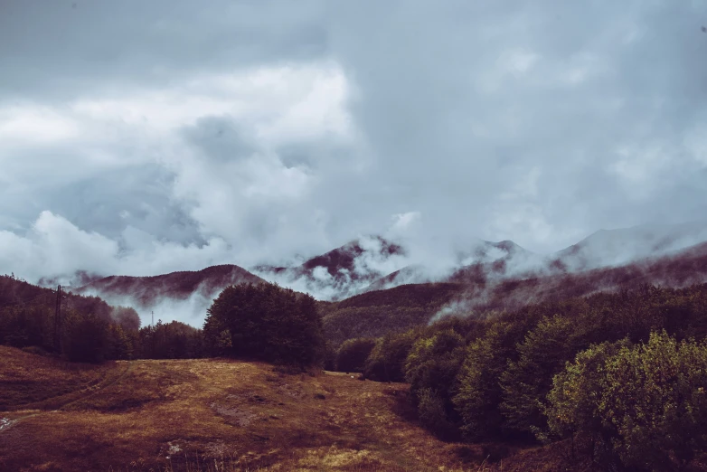 the clouds are gathering in this area of mountains