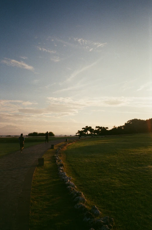 a man flies a kite in the middle of a grassy field