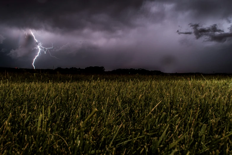 a couple of lightning strikes in the sky