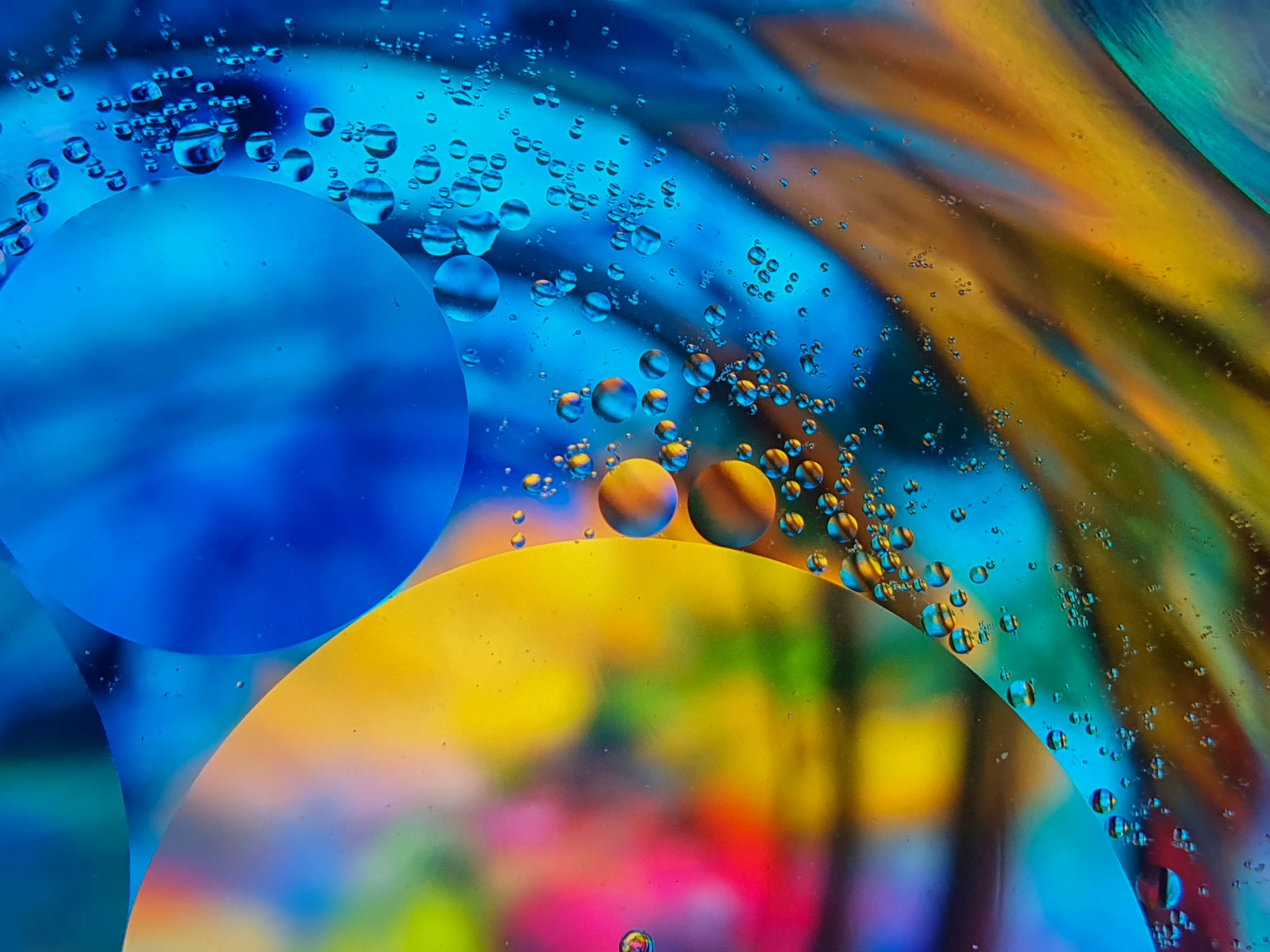 colorful painting with water droplets and bubbles